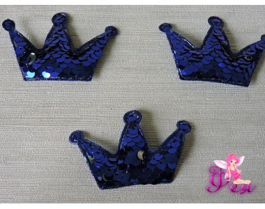 Патч 3D с двухсторон. пайетками "Корона" 6*4 см, синий (1 шт)