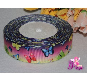 Репсовая лента с рисунком (мультики, 3D) 25мм "Бабочки"