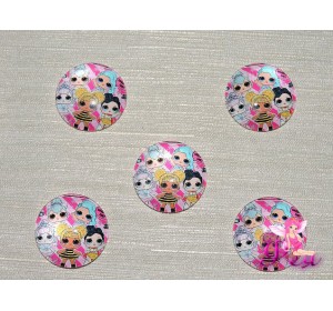 Кабошон стеклянный с рисунком 25 мм "ЛОЛ 2" - 1шт