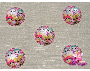 Кабошон стеклянный с рисунком 25 мм "ЛОЛ " - 1шт
