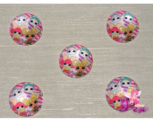 Кабошон стеклянный с рисунком 25 мм "ЛОЛ " - 1шт