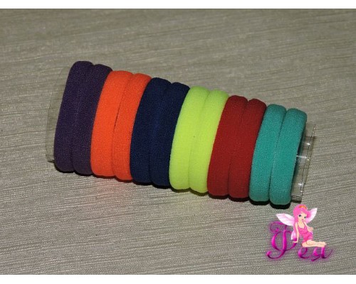 Бесшовные резинки для волос 4 см, цв. микс цветной 2, в тубе 12 шт