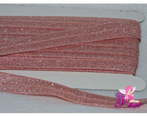 Тесьма эластичная с люрексом 15мм, персиковый