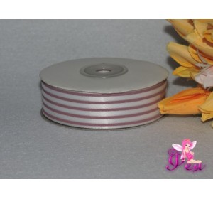 Лента атласная 25 мм в розовую полоску (брак, через 25 см смазаны  полоски)
