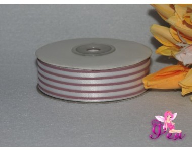 Лента атласная 25 мм в розовую полоску (брак, через 25 см смазаны  полоски)