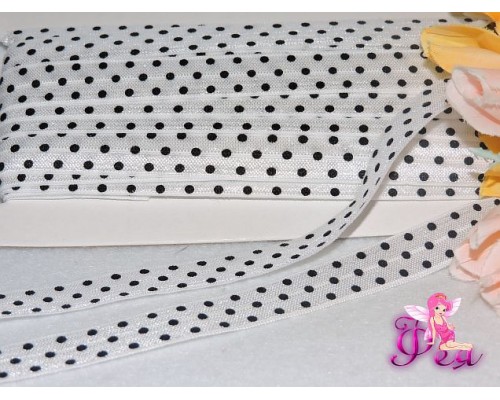 Тесьма эластичная 15 мм с рисунком «Горох»