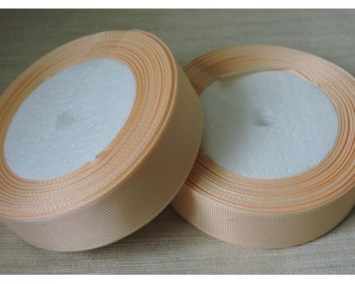 Однотонная репсовая лента 25 мм,  цв. бежевый -1 м