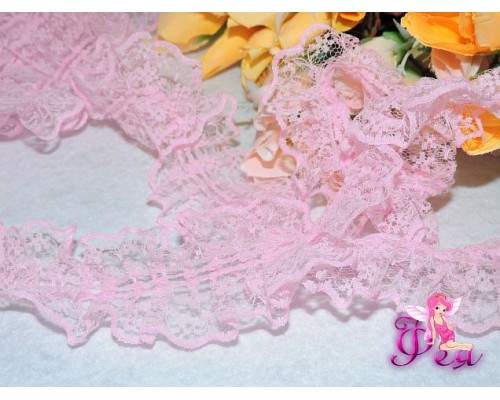 Рюш из кружева 4,5 см цв. ярко-розовый