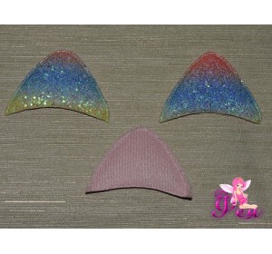 Патч 3D радужный, россыпь пайеток "Ушки" 6*3,5 см С (1шт)
