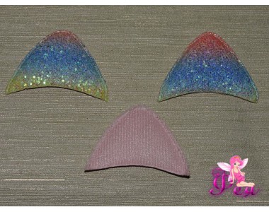 Патч 3D радужный, россыпь пайеток "Ушки" 6*3,5 см С (1шт)