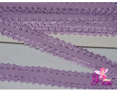 Тесьма-резинка с кружевом 2 см, сиреневый