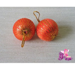 Шарик новогодний 2,7 см, красный с люрексом