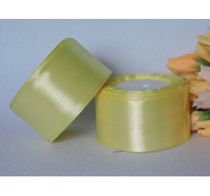Однотонная атласная лента 50 мм, цв. светло-желтый
