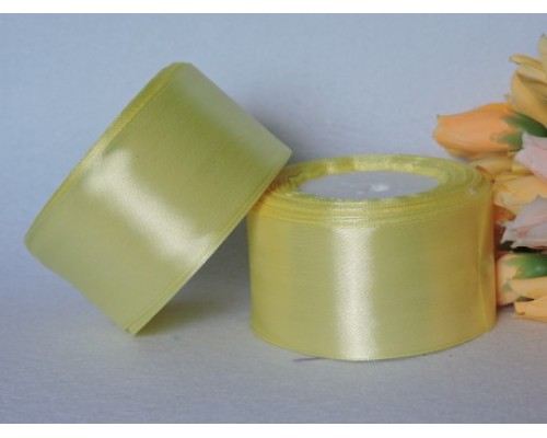 Однотонная атласная лента 50 мм, цв. светло-желтый