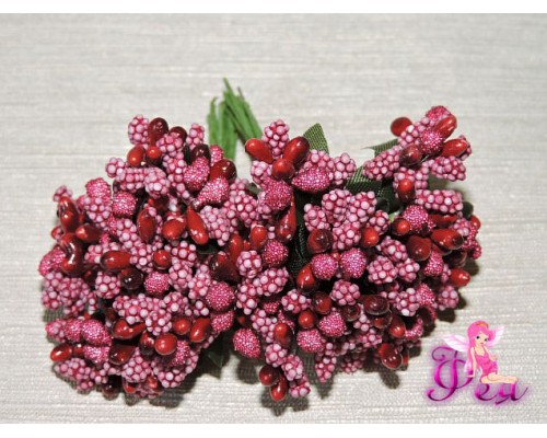 Букетики тычинок 12 шт, цв. бордовый