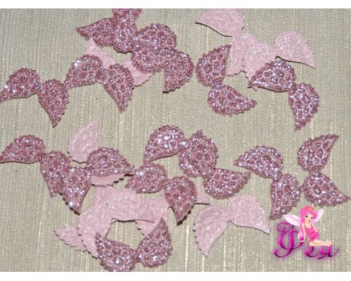 Патч с блестками 2 *1 см "Крылья маленькие", светло-розовый (1 шт)