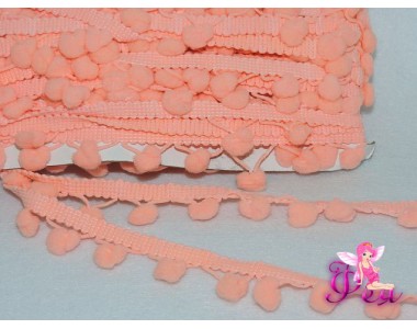 Тесьма с помпонами,размер — 6 мм, помпоны 1 см, персиковый