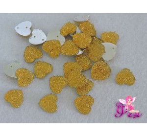 Стразы пришивные (Сердце блестящее) 12 мм, желтый