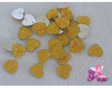 Стразы пришивные (Сердце блестящее) 12 мм, желтый