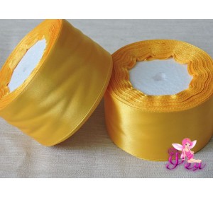 Однотонная атласная лента 50 мм, янтарнай -1м