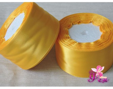 Однотонная атласная лента 50 мм, янтарнай -1м