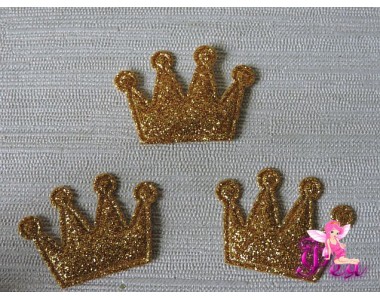 Патч с блестками 3*2,5 см "Корона", золото (1 шт)
