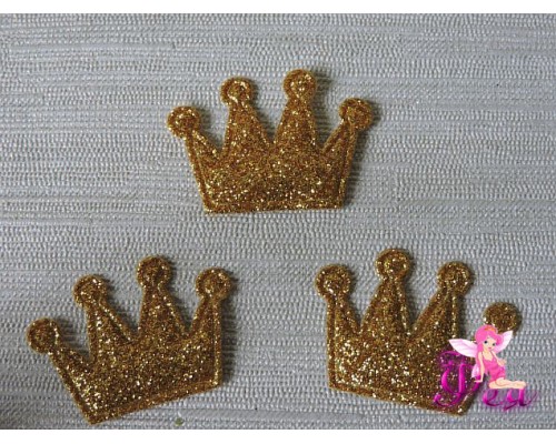 Патч с блестками 3*2,5 см "Корона", золото (1 шт)