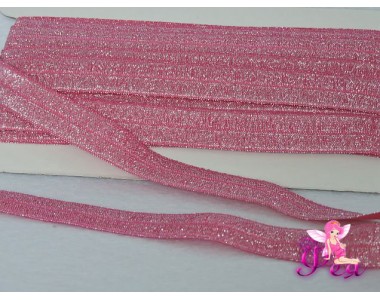 Тесьма эластичная с люрексом 15мм, фуксии - 1м.