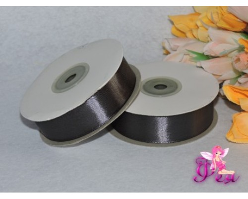 Однотонная атласная лента 25 мм , цв. серый