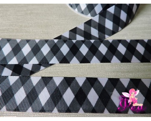 Репсовая лента 25 мм, с рисунком "Ромб"