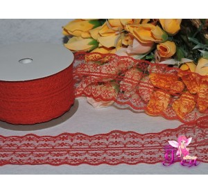 Кружево капрон 45мм ярко-красного цвета