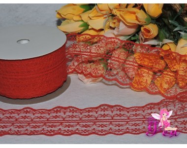 Кружево капрон 45мм ярко-красного цвета