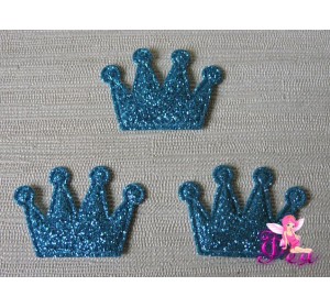 Патч с блестками 3*2,5 см "Корона", бирюзовый (1 шт)