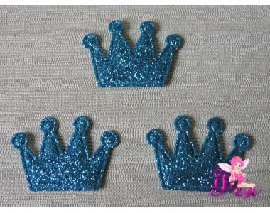 Патч с блестками 3*2,5 см "Корона", бирюзовый (1 шт)