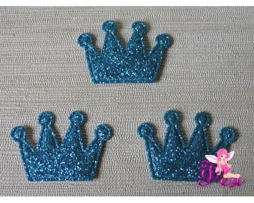 Патч с блестками 3*2,5 см "Корона", бирюзовый (1 шт)