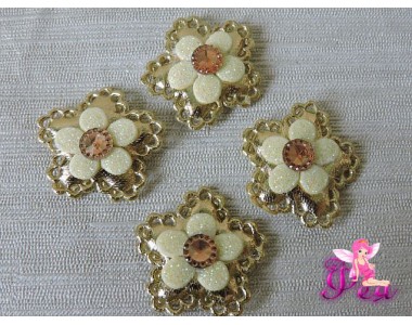 Патч с декором 3см "Цветок", золото - 1 м