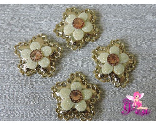 Патч с декором 3см "Цветок", золото - 1 м