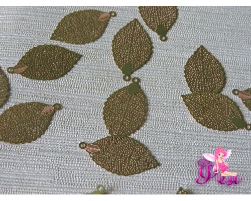 Декор металл "Ажурный лист" 2,7*1,6 см, цвю золото