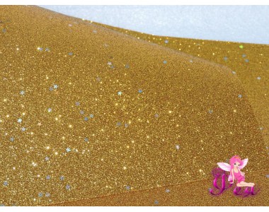 Лист кожзама "Глиттер-звездочки"  цв. золотой № 15