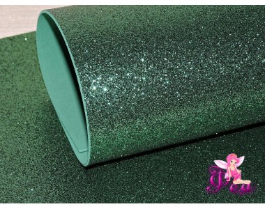 Фоамиран глиттерный 2мм (20*30см), цв. темно-зеленый