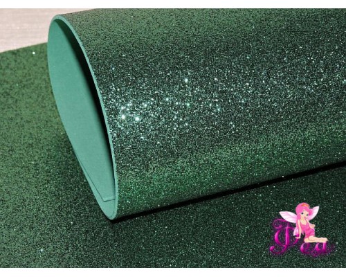 Фоамиран глиттерный 2мм (20*30см), цв. темно-зеленый