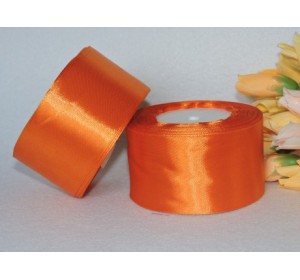 Однотонная атласная лента 50мм, цв. темно-оранжевый