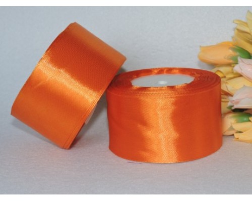 Однотонная атласная лента 50мм, цв. темно-оранжевый