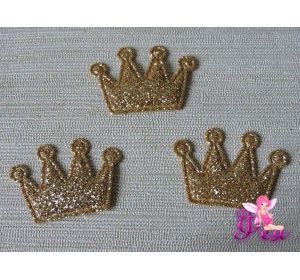 Патч с блестками 3*2,5 см "Корона", светлое золото (1 шт)