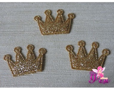 Патч с блестками 3*2,5 см "Корона", светлое золото (1 шт)