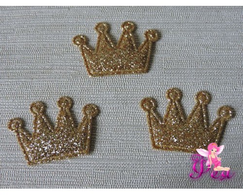 Патч с блестками 3*2,5 см "Корона", светлое золото (1 шт)