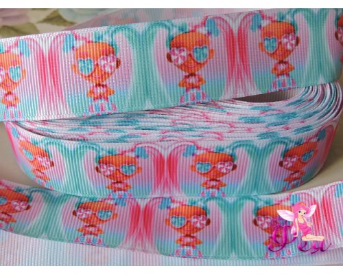 Лента репсовая 25 мм с рисунком «Hairdorables» (Хэрдораблс) № 8 - 1м