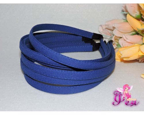 Ободок металл в ткани 1 см, цв. синий