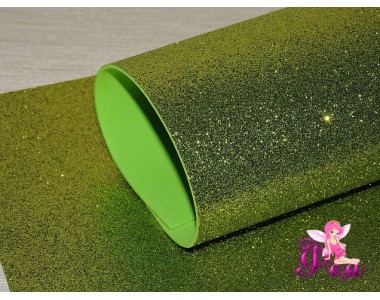 Фоамиран глиттерный 2мм (20*30см), цв. золотисто-зеленый-1 лист