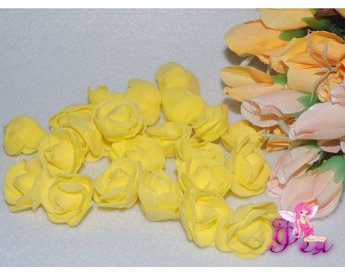 Роза 2,5 см из фоамирана, цв. желтый